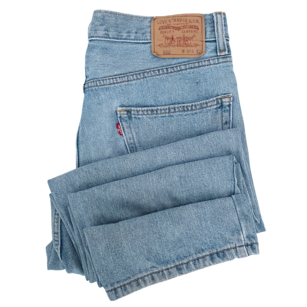 Levi Strauss 550 Jeans Mens 36x32 Light Wash Relaxed Fit Tapered 100% Cotton